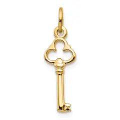 10K Yellow Gold Skeleton Key Charm Polished Jewelry 22mm x 5mm