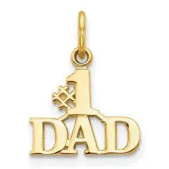 10K Yellow Gold #1 Dad Charm Father Daddy Jewelry 17mm x 13mm