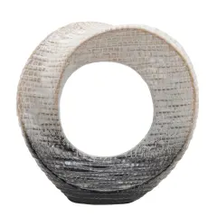 Kingston Living Ceramic Ring Shaped Tabletop Decoration - 10" - Ivory and Black