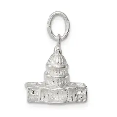Sterling Silver Capitol Building Charm Pendant Jewelry 23mm x 15mm