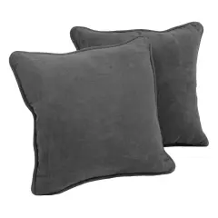 18-inch Double-corded Solid Microsuede Square Throw Pillows with Inserts (Set of 2) - Steel Grey