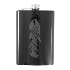 8oz BLACK Fish Fossil Flask