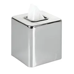 mDesign Modern Square Metal Paper Facial Tissue Box Cover Holder