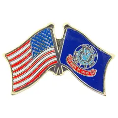 American & Idaho Flags Pin 1"