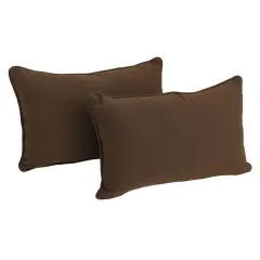 20-inch by 12-inch Double-corded Solid Twill Back Support Pillows with Inserts (Set of 2) - Chocolate