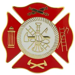 Fire Department Logo Pin Red 1 1/2"