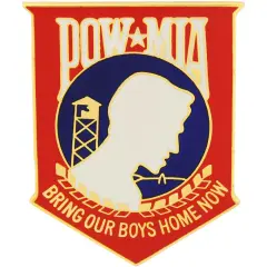 POW MIA Pin Red White & Blue 1 1/2"