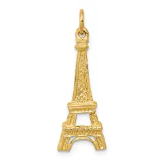 14K Yellow Gold Eiffel Tower Charm Paris Jewelry 29mm x 10mm