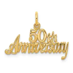 10K Yellow Gold 50th Anniversary Charm Love Pendant Jewerly 25mm x 26mm