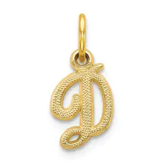 10K Yellow Gold Initial D Charm Letter Jewelry New 15 X 11mm