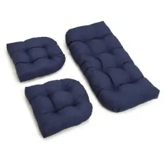 U-Shaped Spun Polyester Tufted Settee Cushion Set (Set of 3) - Azul