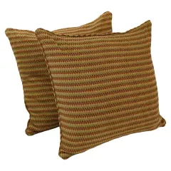 25-inch Double-corded Patterned Jacquard Chenille Square Floor Pillows with Inserts (Set of 2) - Autumn Gingham