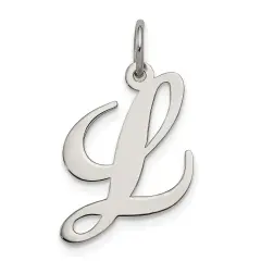 Sterling Silver Medium Script Initial Letter L Charm Jewerly 18mm x 13mm