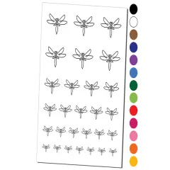 Elegant Abstract Dragonfly Line Art Temporary Tattoo Water Resistant Fake Body Art Set Collection Brown