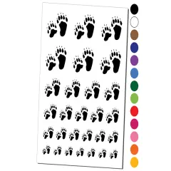 Bear Tracks Animal Paw Prints Temporary Tattoo Water Resistant Fake Body Art Set Collection Black