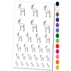 African Impala Antelope Temporary Tattoo Water Resistant Fake Body Art Set Collection Dark Blue
