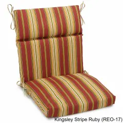 22-inch by 45-inch Spun Polyester Outdoor Squared Seat/Back Chair Cushion - Kingsley Stripe Ruby