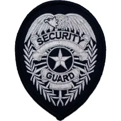 Security Guard Shield Patch Black & Silver 3 3/4"