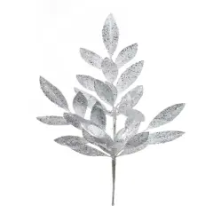 21" Silver Glitter Bay Leaf Spray - Set of 36, Elegant Holiday Accents, Ideal for Christmas Decor & Floral Arrangements - Perfect for Home, Office - 2024 Christmas Collection, Floral Home by Artificial Flowers