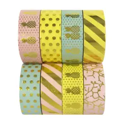 Wrapables Metallic Foil Washi Masking Tape Collection (Set of 8), 08WPSET08