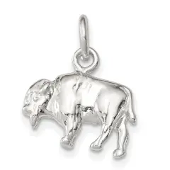 Sterling Silver Buffalo Charm Pendant Bison Jewelry