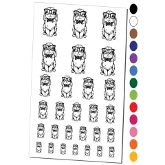 Cute Bunny Rabbit with Glasses and Bow Tie Temporary Tattoo Water Resistant Fake Body Art Set Collection Light Pink