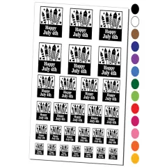 Happy July 4th Independence Day With Fireworks Temporary Tattoo Water Resistant Fake Body Art Set Collection Dark Blue