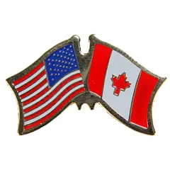 American & Canada Flags Pin 1"