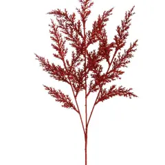 22" Red GLITTER CEDAR SPRAY-48 Pieces, Floral Home by Artificial Flowers
