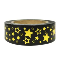Wrapables Colorful Washi Masking Tape, Metallic Gold Stars