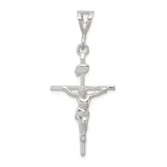 Sterling Silver INRI Crucifix Pendant Charm Jewelry 44mm x 21mm