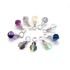 Rainbow Fluorite Charms, 10 pieces, Tiny Faceted Gemstone Bead Dangles, Adorabilities