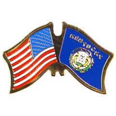 American & Kentucky Flags Pin 1"