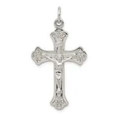 Sterling Silver INRI Crucifix Charm Jewelry Pendant 55mm x 32mm