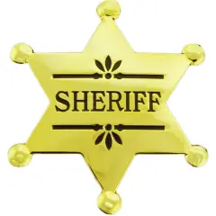 Sherriff Badge Pin Gold Plated 2 1/2"
