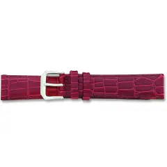 de Beer Brown Alligator Grain Leather Watch Band 20mm Silver Color