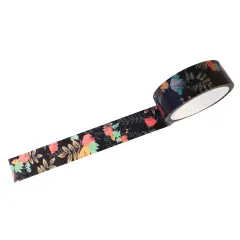 Wrapables Flowers and Greens Washi Masking Tape, 15mm x 7m Colorful Foliage