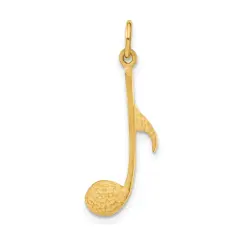 14K Yellow Gold Eighth Music Note Charm Musical Pendant Jewerly 28mm x 10mm