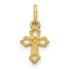 10K Yellow Gold Cross Charm Pendant Religious