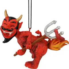 Tree Buddees Devil's Cookout Funny Christmas Ornament with The Devil Cooking a Hot Dog