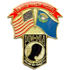 American POW & Nevada Flags Pin 1 1/4"