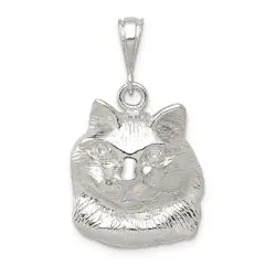 Sterling Silver Cat Charm Pendant Animal Jewelry 22mm x 19mm