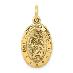 10K Yellow Gold Saint Christopher Pendant Charm New 25 X 11mm Jewerly