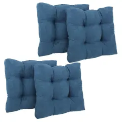 19-inch Squared Microsuede Tufted Dining Chair Cushion (Set of Four) - Indigo