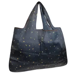 Wrapables Large Foldable Tote Nylon Reusable Grocery Bag Moon & Stars