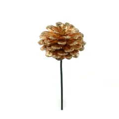 2.5" GOLD PINE CONE PICK GLITTER EDGE-12 Pieces