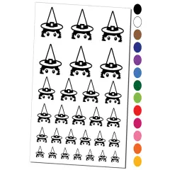 Peeking Witch Halloween Temporary Tattoo Water Resistant Fake Body Art Set Collection Brown