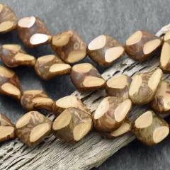 *11* 12x18mm Beige Picasso 2 Cut Diamond Beads