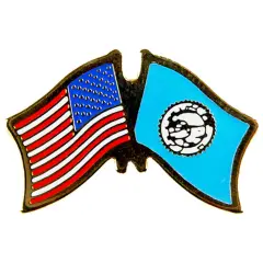 American & South Dakota Flags Pin 1"