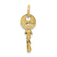 14K Yellow Gold Key Charm Necklace Jewelry Pendant 20mm x 8mm